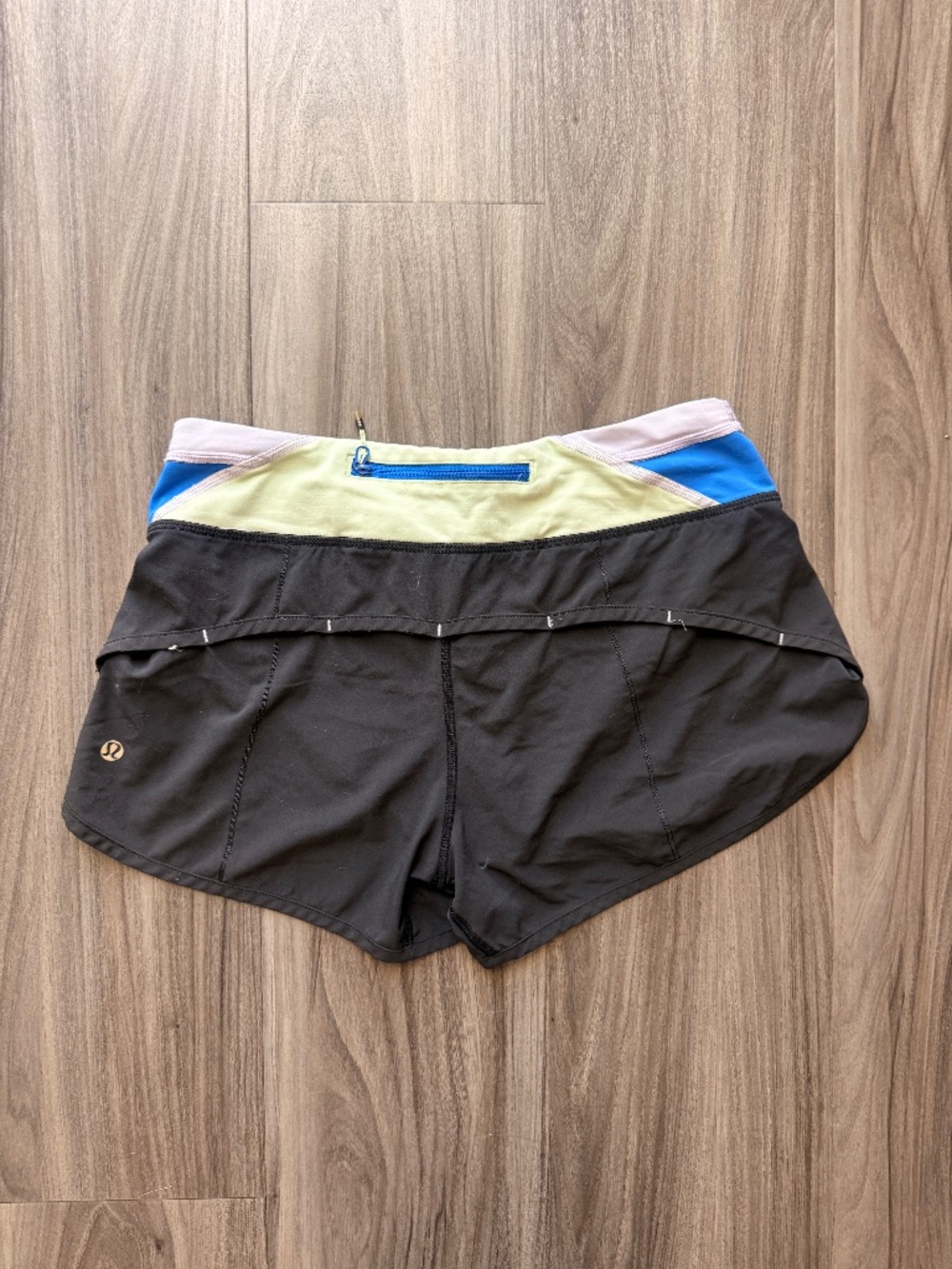 Lululemon Speed Up Short 4" Size 4 Colorblock Black Yellow Blue Pink Running